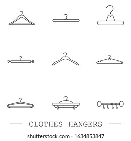Hangers vector line, line icons set. Set of vector illustration hanger for clothing and fashion. clothes hangers icon set