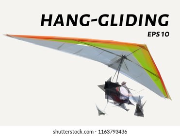 Hang-gliding of triangles. Low poly Hang-gliding. Vector illustration