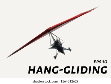 Hang-gliding of triangles. Low poly Hang-gliding. Vector illustration