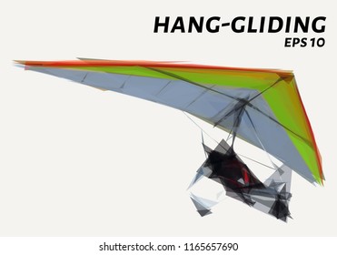 Hang-gliding of triangles. Low poly Hang-gliding. Vector illustration