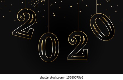 hanging 2020 digits with dark background