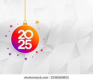 hanging 2025 new year bauble background with text space vector