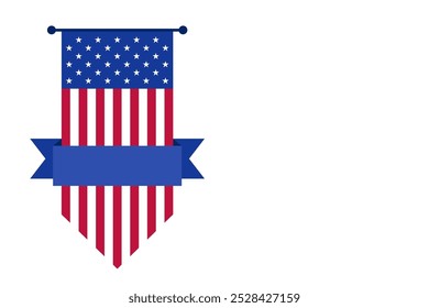 Hanging American Flag with Banner Vector Illustration