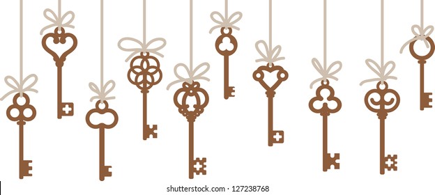 hanging antique skeleton keys