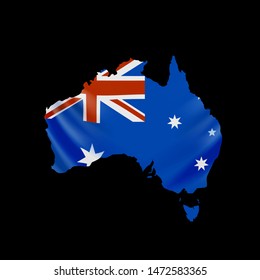 Hanging Australia flag in form of map. Commonwealth of Australia. National flag concept. Vector illustration.