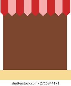Ilustración de toldo colgante que representa la sombra del escaparate, la cubierta del puesto de mercado, el diseño de la tienda al aire libre y el elemento de exhibición al por menor en estilo plano.