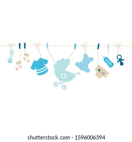 Hanging Baby Icons Boy String Blue And Beige