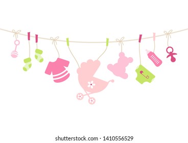 Hanging Baby Icons Girl Bow Pink And Green