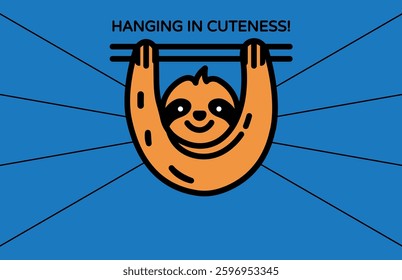 A hanging baby koala smiling and looking towards us, facing forward.