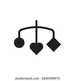  hanging baby mobile toy icon. Baby crib mobile with heart and shapes ideal for nursery themes.