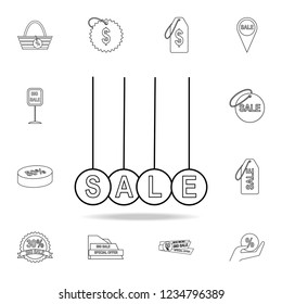 Hanging balls with the word sale icon. Detailed set of clearance sale icons. Premium graphic design. One of the collection icons for websites, web design, mobile app on white background