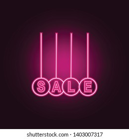 Hanging balls with the word sale neon icon. Elements of Sale set. Simple icon for websites, web design, mobile app, info graphics