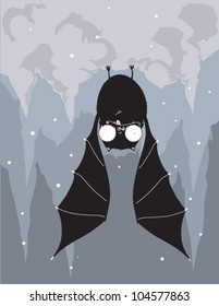 Hanging Bat in Cave