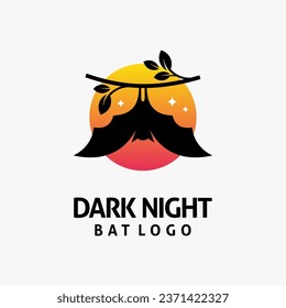 Hanging bat silhouette logo design