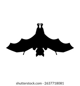 Hanging bat silhouette vector flat illustration design.