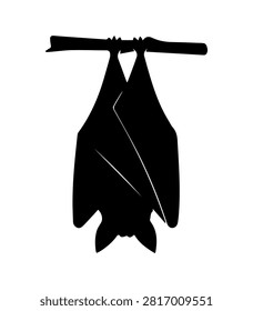 Hanging Bat Silhouette Vector Illustration