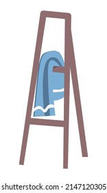 Hanging bath towel semi flat color vector object. Full sized item on white. Holder for clothes. Bathroom equipment. Simple cartoon style illustration for web graphic design and animation