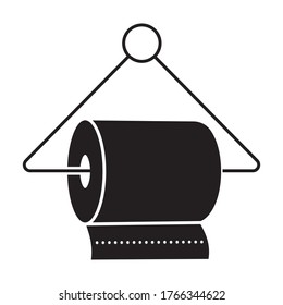 hanging a bathroom tissue / toilet paper rolls - flat vector icon for apps and websites