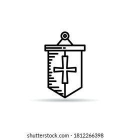 hanging battle pennant line icon vector illustration