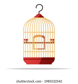 Hanging bird cage vector isolated illustration