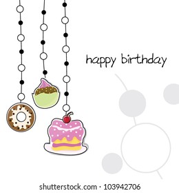 hanging birthday cakes background and rounded background