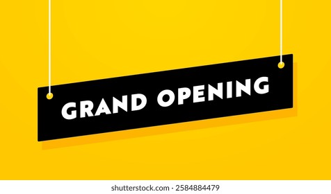 Hanging Black Banner With Text Grand Opening