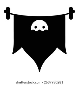 Hanging black beard with cute ghost face.