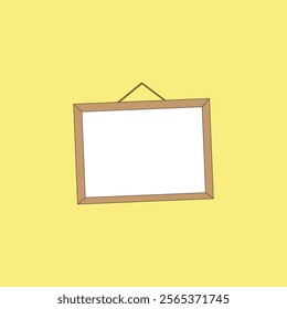 Hanging blank photo frame vector illustration. Design for modern interior decoration