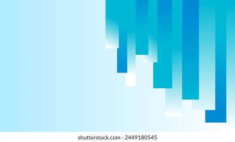 Hanging blue green rectangle strips over blue green white gradient background