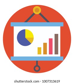 Hanging board, business data presentation, flat icon
