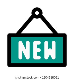 hanging board with text new