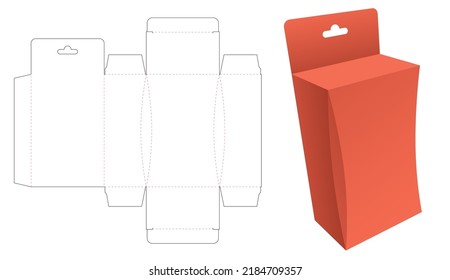 Hanging box with chamfered corner die cut template and 3D mockup