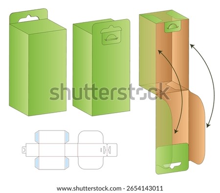 Hanging Box Dieline Flat Template with Cut and Fold layout