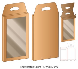 Hanging Box Packaging Die Cut Template Design. 3d Mock-up