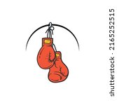 hanging boxer gloves logo vector