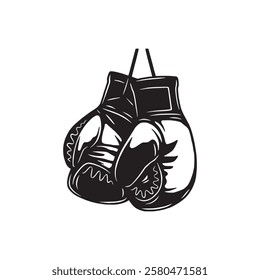 Hanging boxing gloves concept. Boxer gloves design illustration, vector.