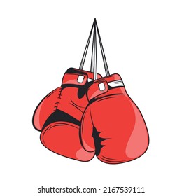 hanging boxing gloves icon isolated