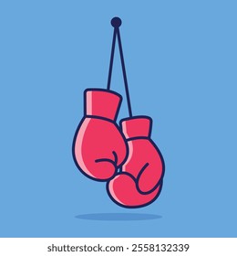 hanging boxing gloves vector design isolated blue background