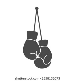 hanging boxing gloves vector icon black