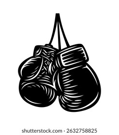 hanging boxing gloves vintage illustration