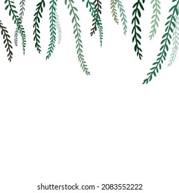 Hanging branches vector border simple flat decoration