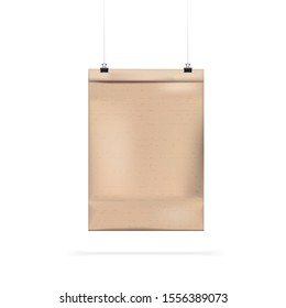 Hanging Brown Clear Empty Blank Craft Paper Bag For Takeaway. EPS10 Vector