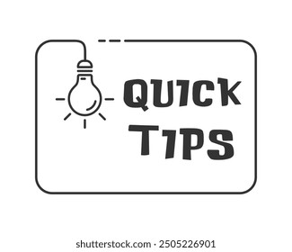 Hanging bulb and Quick Tips with light bulb thin vector illustration.