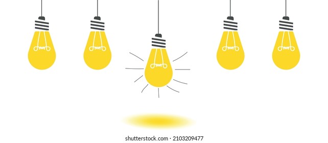 hanging bulbs.
creative thinking concept.Business idea design concept.Suitable for web banner, images.