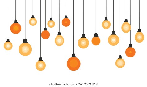 Hanging Bulbs Illuminating the Space Design with a Variety of Brightness and Sizes