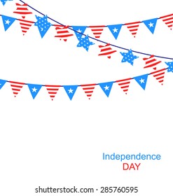Hanging Bunting Garlands in National American Independent Day - vector