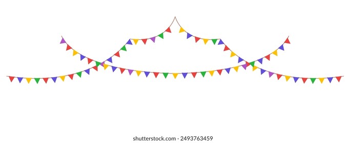 Hanging bunting isolated on white background. Carnival flags for kids. Vector illustration of party garland