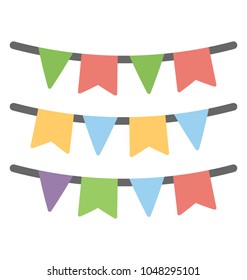 
Hanging buntings used for decoration in parties
