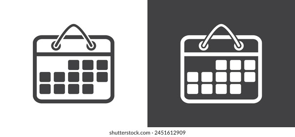 Hanging calendar icon, Calendar on the wall. Simple calendar planner icon in flat style. Reminder organizer event. Business plan schedule. Calendar vector illustration in black and white background.