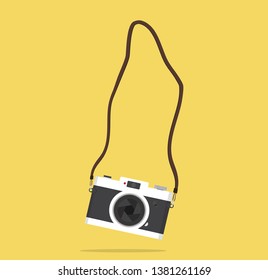 hanging camera  with strap vector